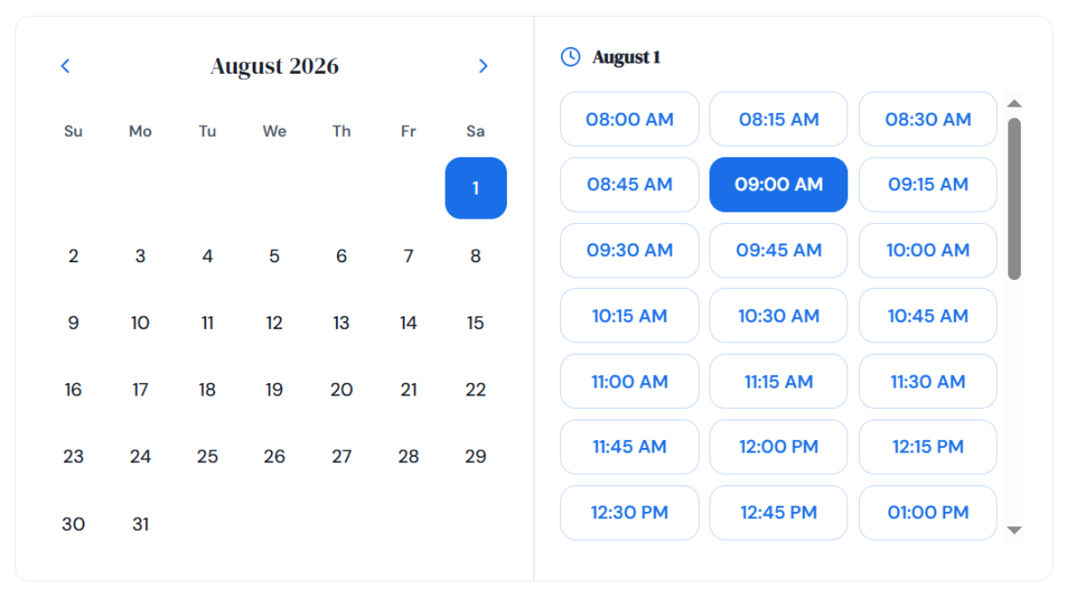 pick date and time